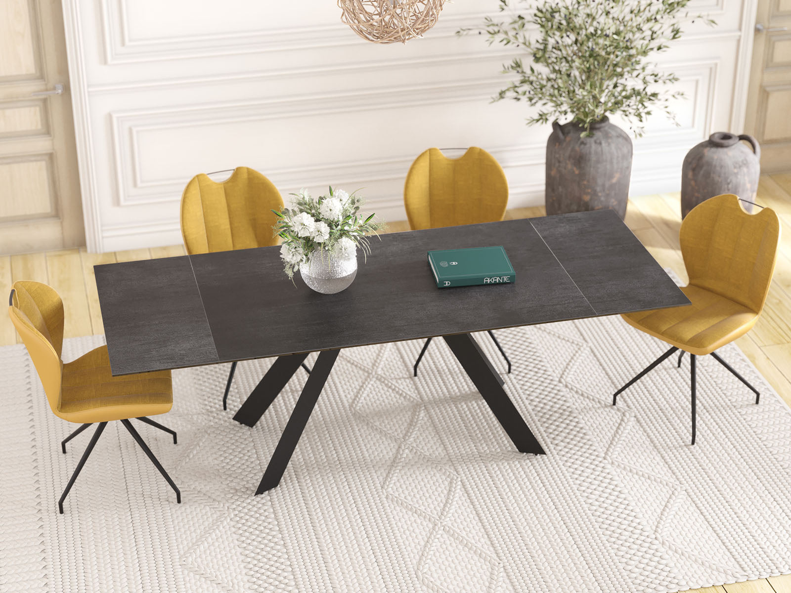 
Table à manger extensible design « Ontario » avec plateau en céramique, différentes tailles - Titane / 150-230 x 100 cm