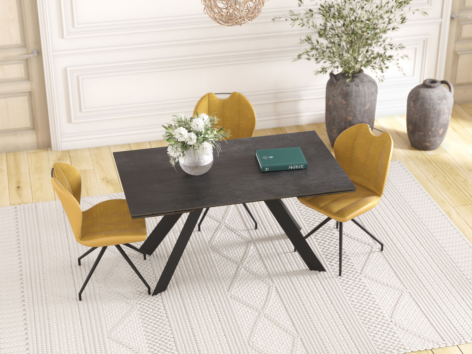 
Table à manger extensible design « Ontario » avec plateau en céramique, différentes tailles - Titane / 150-230 x 100 cm