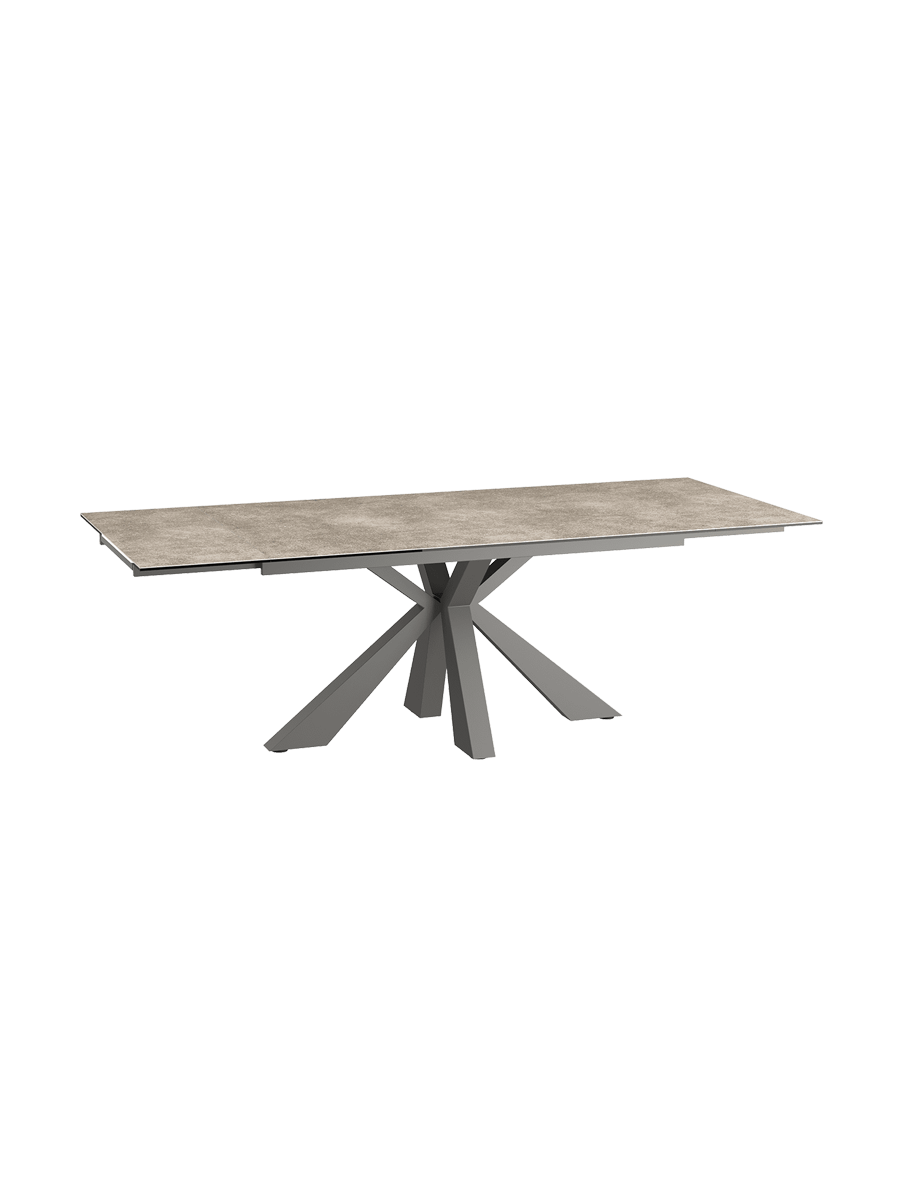
Ausziehbarer Designer Esstisch „Ottawa“ aus Keramik, in verschiedenen Grössen - Gestell: Taupe, Tischplatte: Zemntgrau / 150-230 x 100 cm