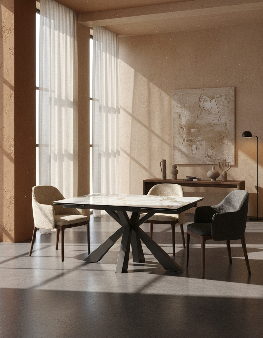 
Extendable Designer Dining Table "Ottawa" in Ceramic, Available in Various Sizes - Doro glossy / 150-230 x 100 cm