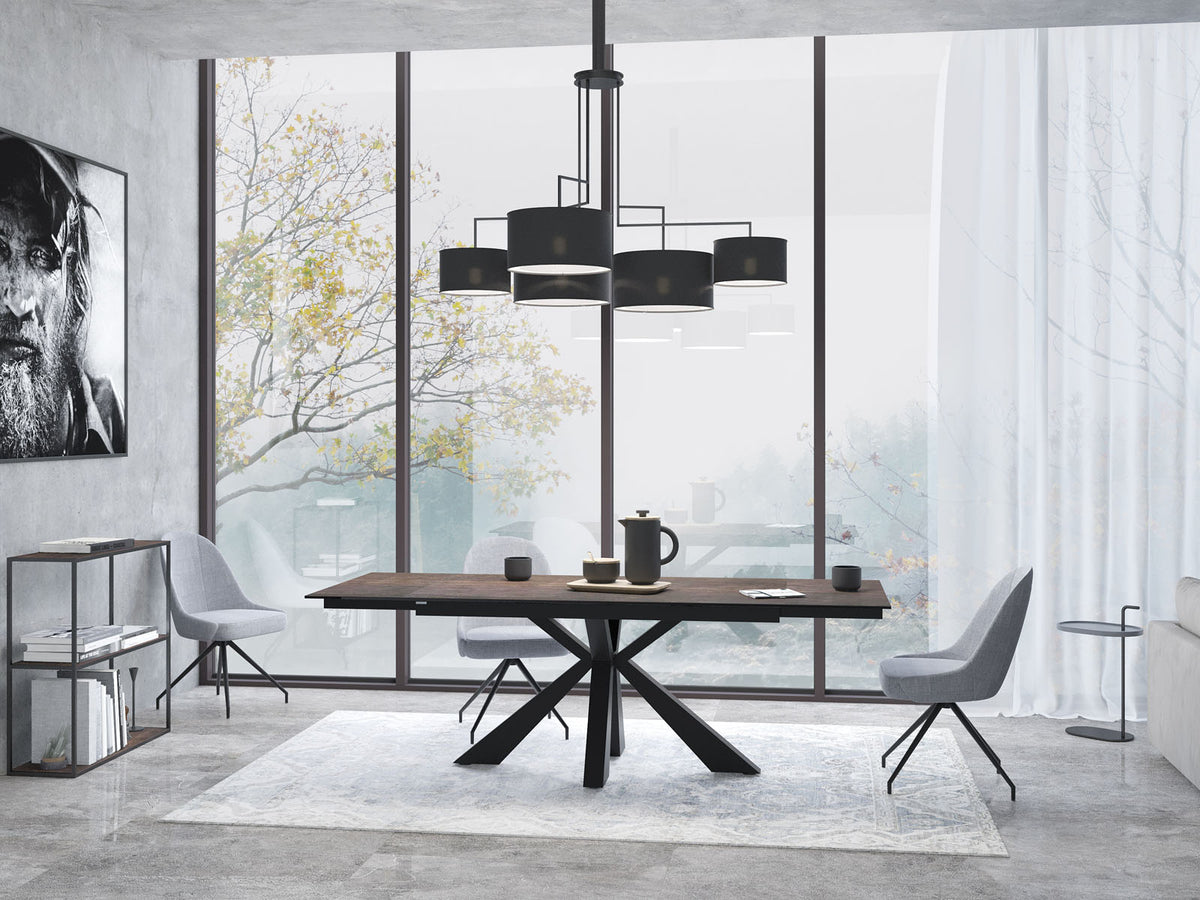 
Ausziehbarer Designer Esstisch „Ottawa“ aus Keramik, in verschiedenen Grössen - Dunkle Rostoptik / 150-230 x 100 cm