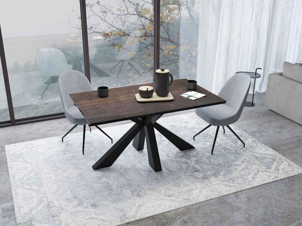 
Ausziehbarer Designer Esstisch „Ottawa“ aus Keramik, in verschiedenen Grössen - Dunkle Rostoptik / 150-230 x 100 cm