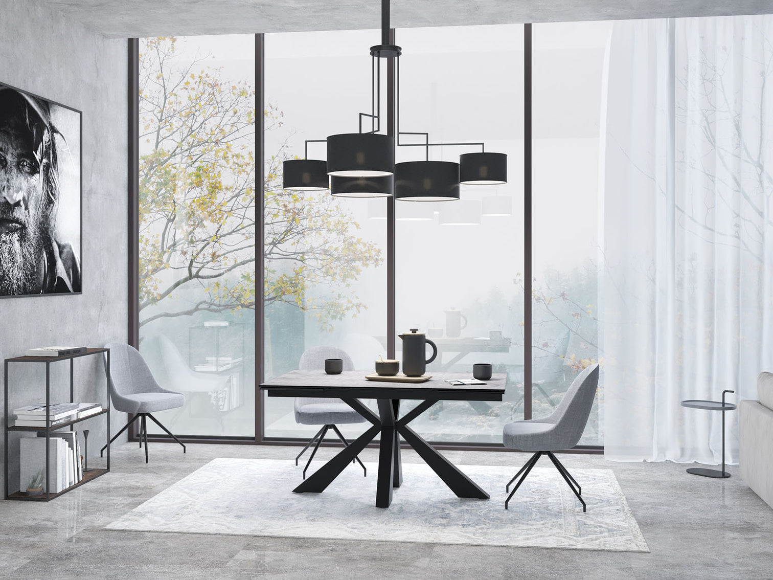 
Extendable Designer Dining Table "Ottawa" in Ceramic, Available in Various Sizes - Silver / 150-230 x 100 cm