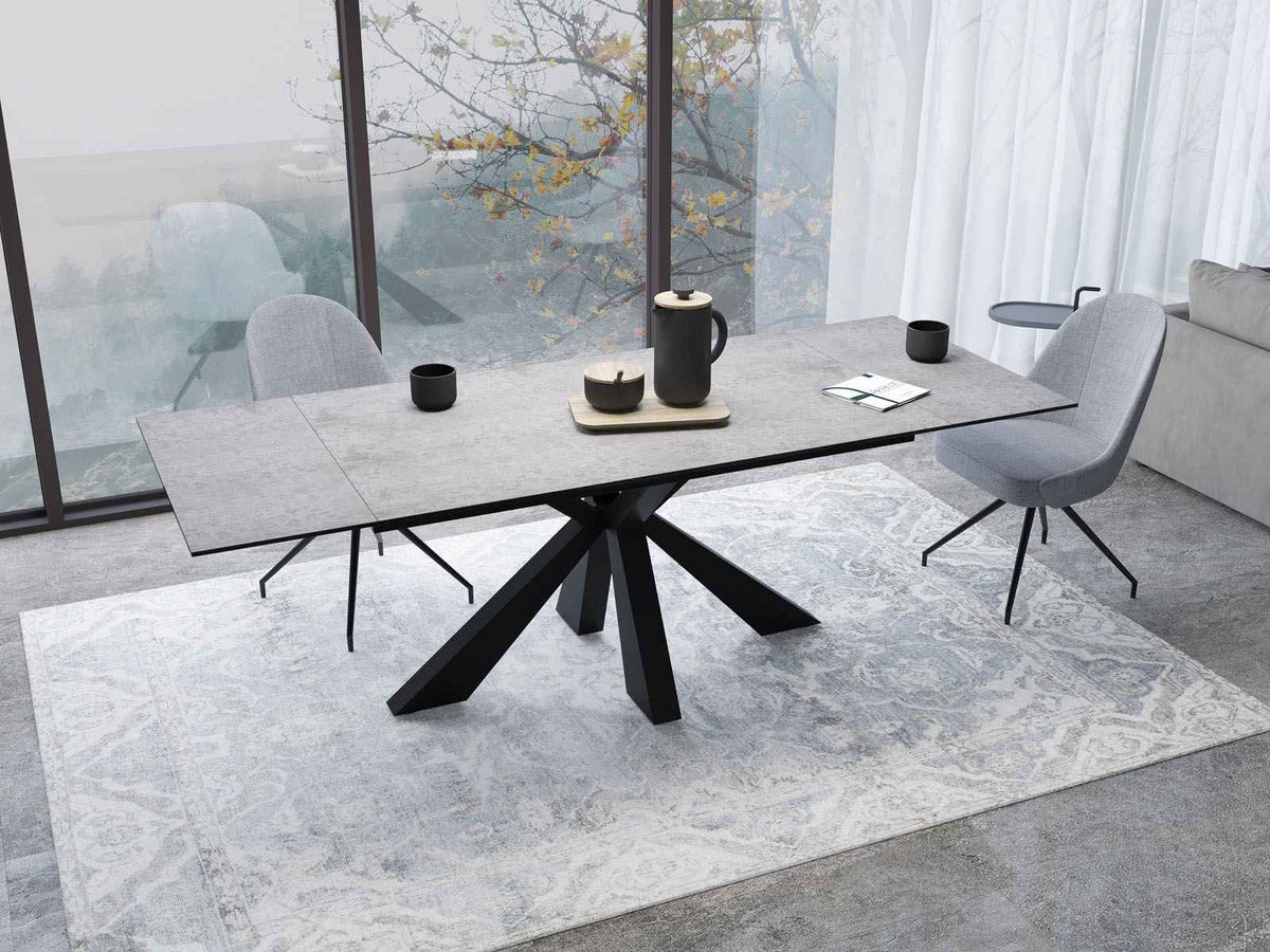 
Ausziehbarer Designer Esstisch „Ottawa“ aus Keramik, in verschiedenen Grössen - Silver / 150-230 x 100 cm