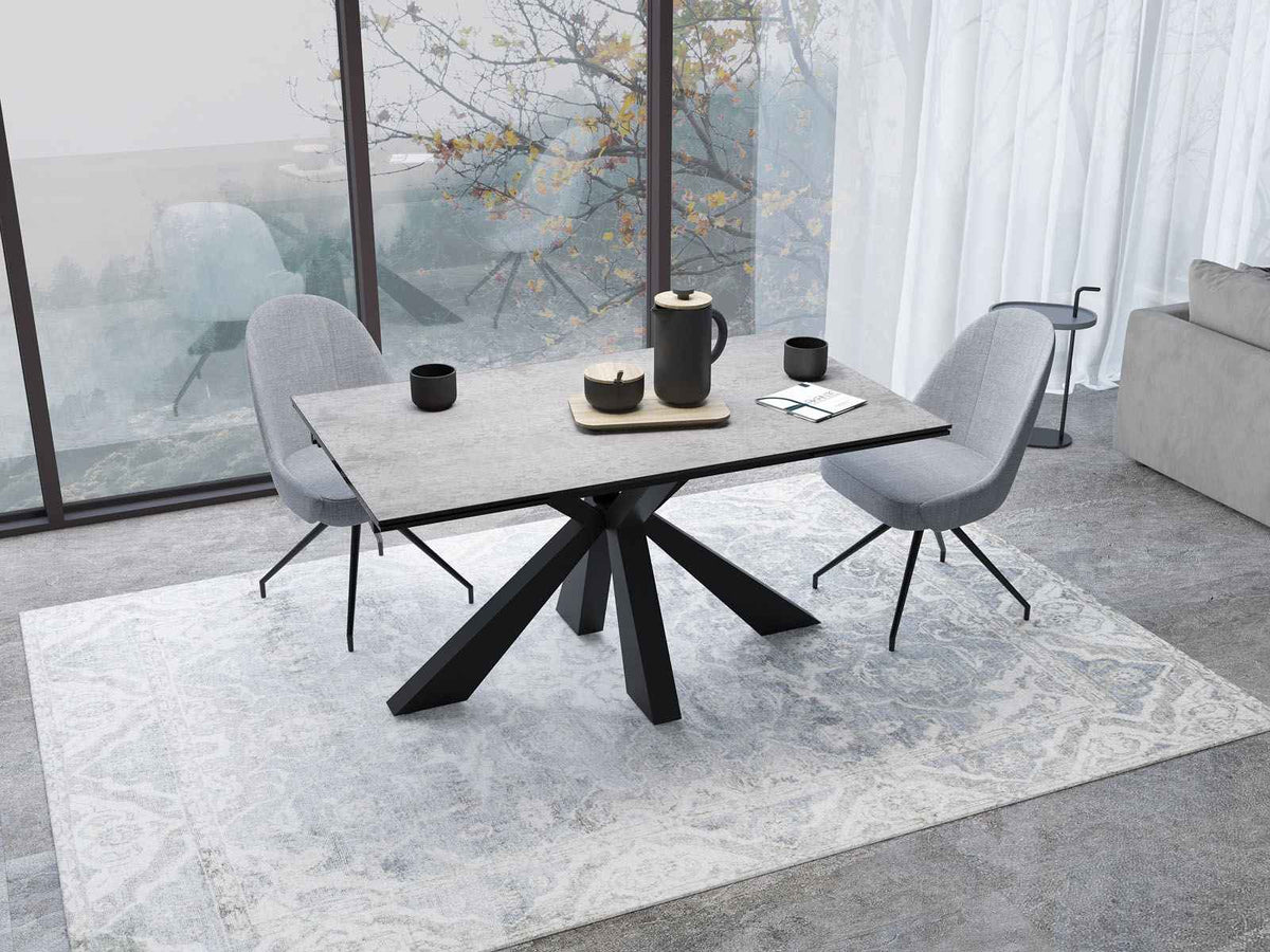 
Ausziehbarer Designer Esstisch „Ottawa“ aus Keramik, in verschiedenen Grössen - Silver / 150-230 x 100 cm