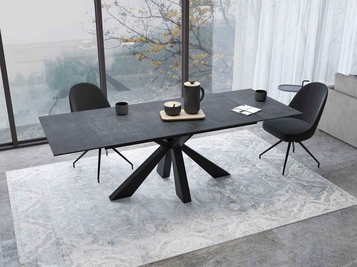 
Ausziehbarer Designer Esstisch „Ottawa“ aus Keramik, in verschiedenen Grössen - Titan / 150-230 x 100 cm