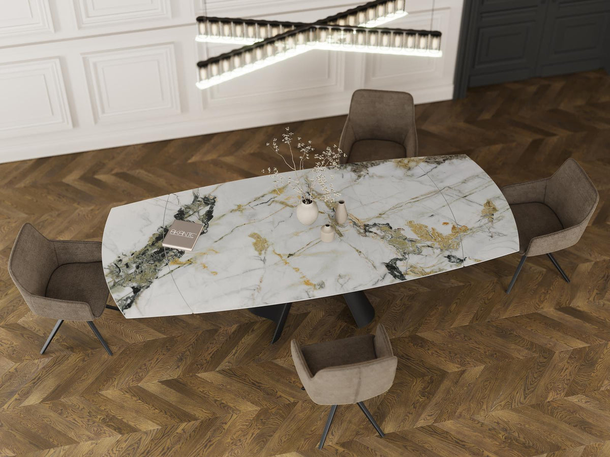 
Extendable designer ceramic dining table "Atlax", available in various sizes - Doro glossy / 150-230 x 110 cm