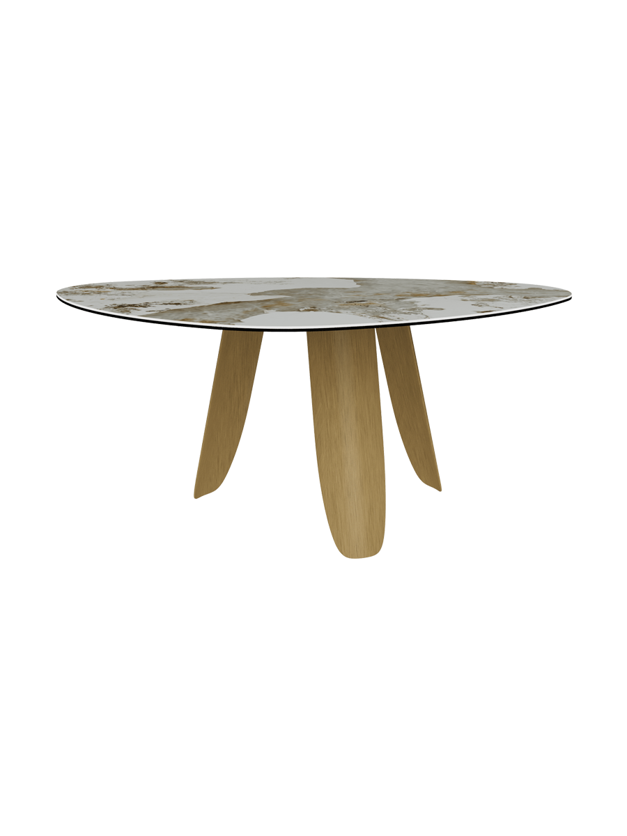 
Designer dining table "Bonifacio" made of ceramic, various sizes - Frame: Bronze, Tabletop: Calacatta glossy / 175 x 120 cm