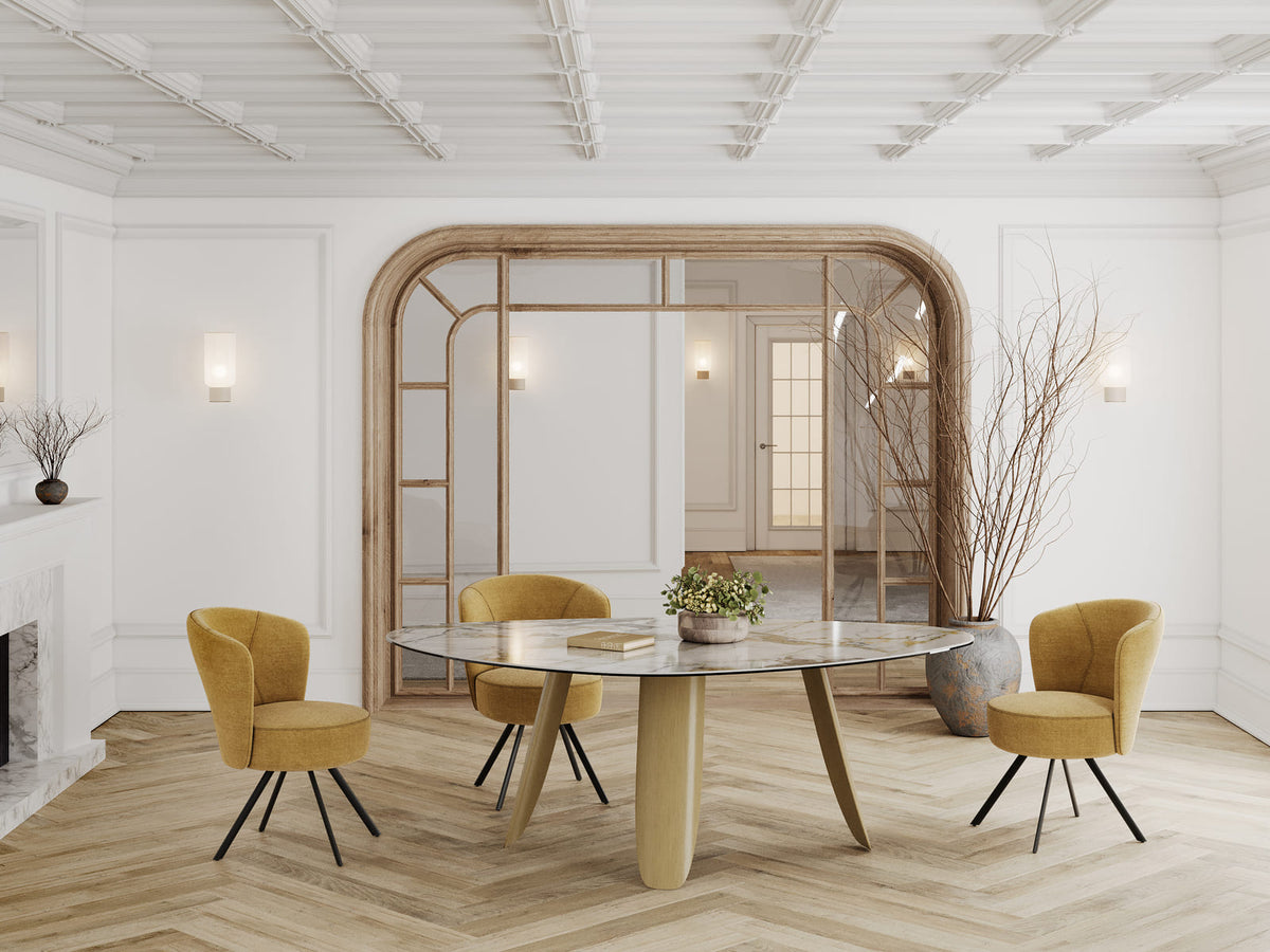 
Designer dining table "Bonifacio" made of ceramic, various sizes - Frame: Bronze, Tabletop: Doro glossy / 175 x 120 cm