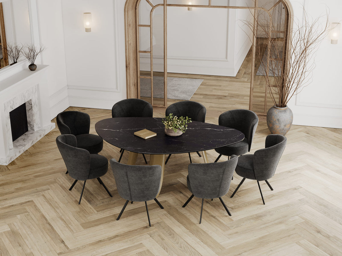 
Designer dining table "Bonifacio" made of ceramic, various sizes - Frame: Bronze, Tabletop: Marquina matte / 175 x 120 cm