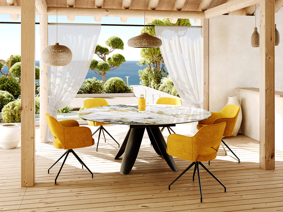 
Tavolo da pranzo allungabile di design «Grande Ajaccio» 115-190 x 190 cm - Doro lucido