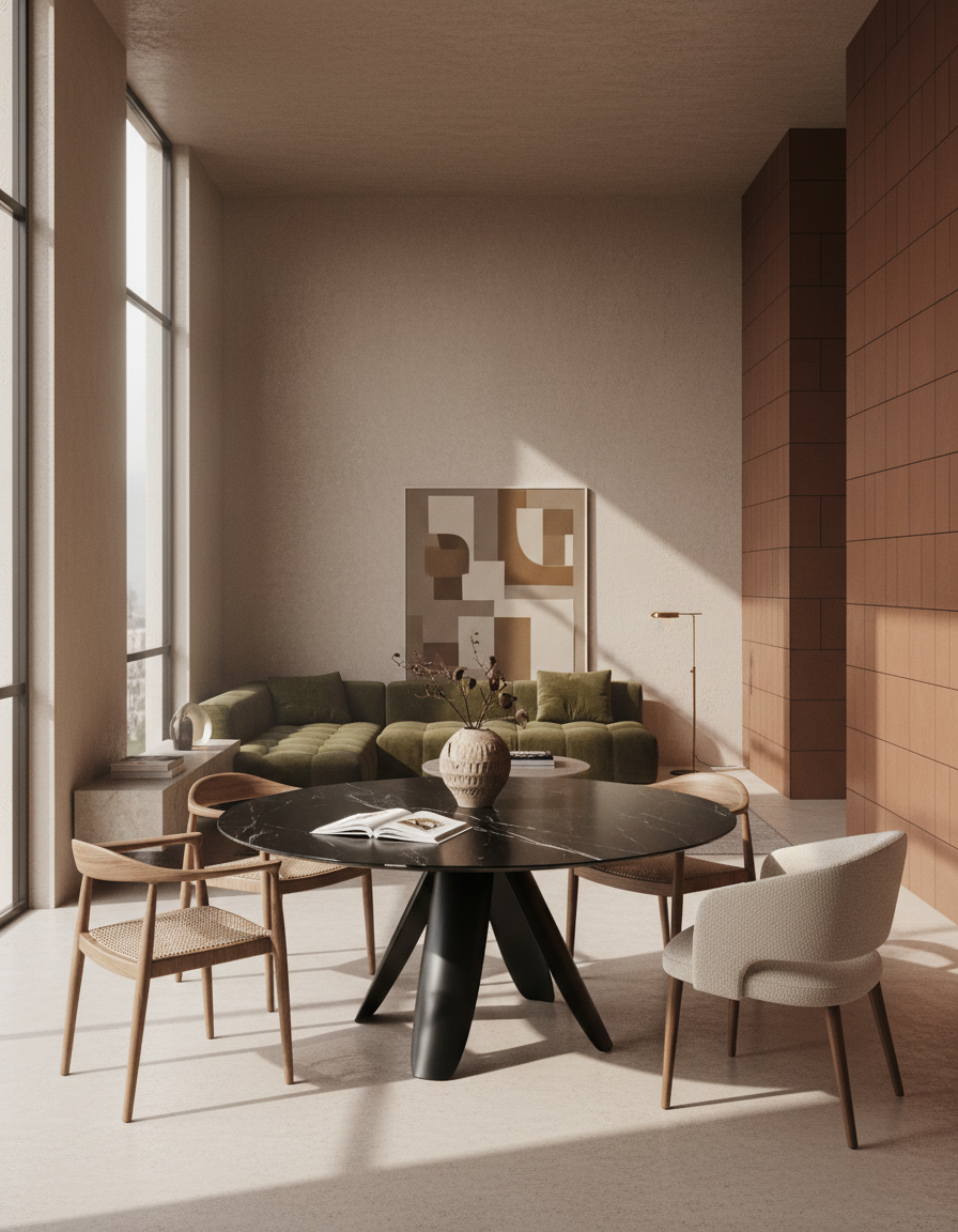 
Tavolo da pranzo allungabile di design «Grande Ajaccio» 115-190 x 190 cm - Marquina opaco