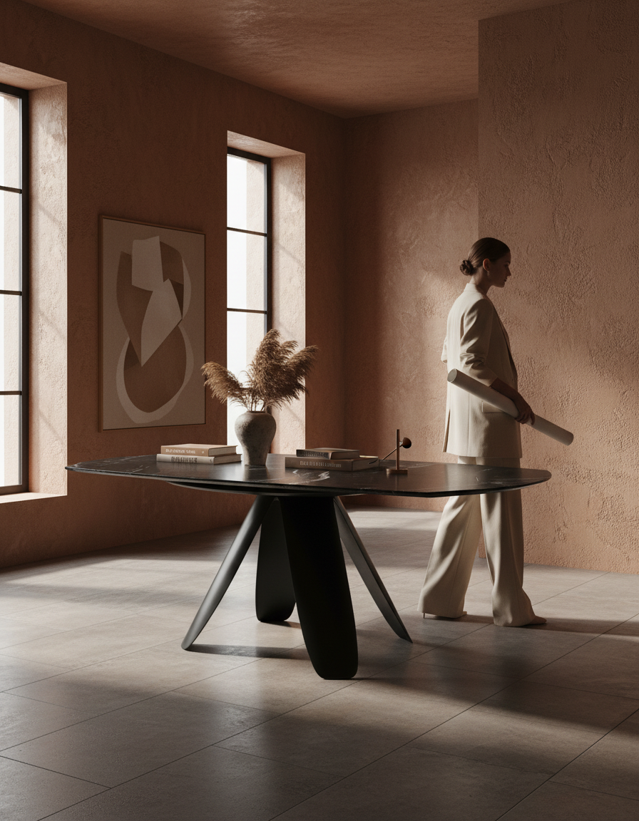 
Tavolo da pranzo allungabile di design «Grande Ajaccio» 115-190 x 190 cm - Marquina opaco