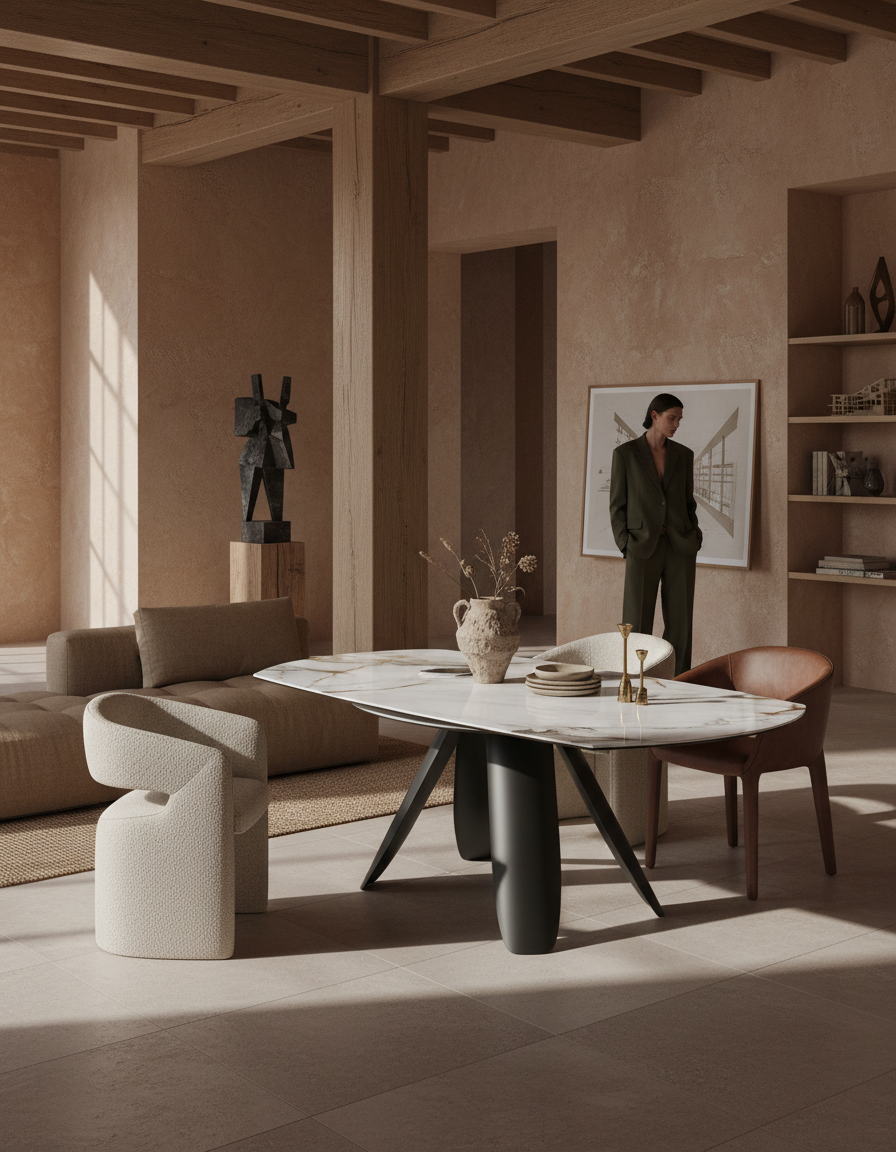 
Ausziehbarer Designer Esstisch „Grande Ajaccio“ 115-190 x 190 cm - Fiorentino glänzend