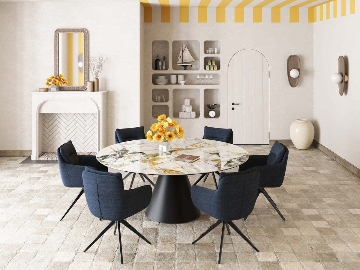 
Tavolo da pranzo allungabile di design «Grande Icone» 115-190 x 190 cm - Doro lucido