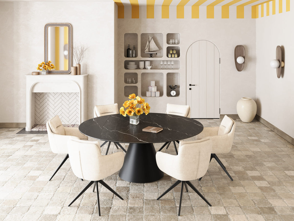 
Tavolo da pranzo allungabile di design «Grande Icone» 115-190 x 190 cm - Marquina opaco