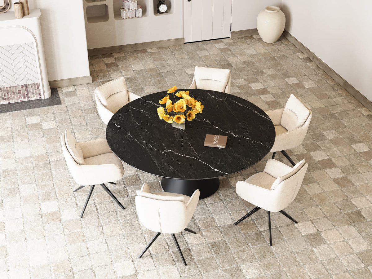 
Tavolo da pranzo allungabile di design «Grande Icone» 115-190 x 190 cm - Marquina opaco