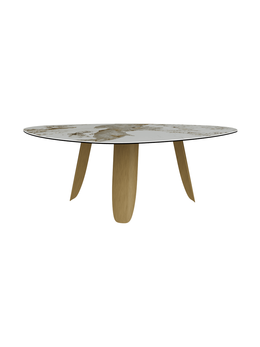 
Designer dining table "Bonifacio" made of ceramic, various sizes - Frame: Bronze, Tabletop: Calacatta glossy / 210 x 130 cm