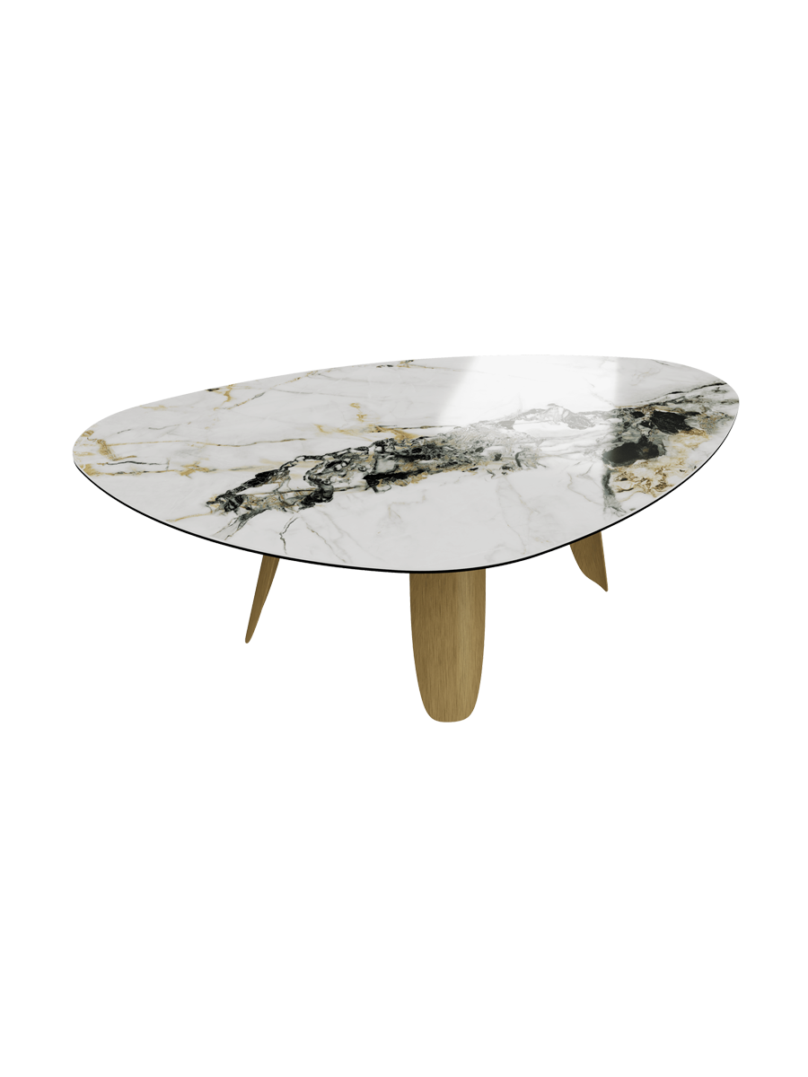 
Table à manger design « Bonifacio » en céramique, différentes tailles - Structure : Noir, Plateau : Calacatta brillant / 175 x 120 cm