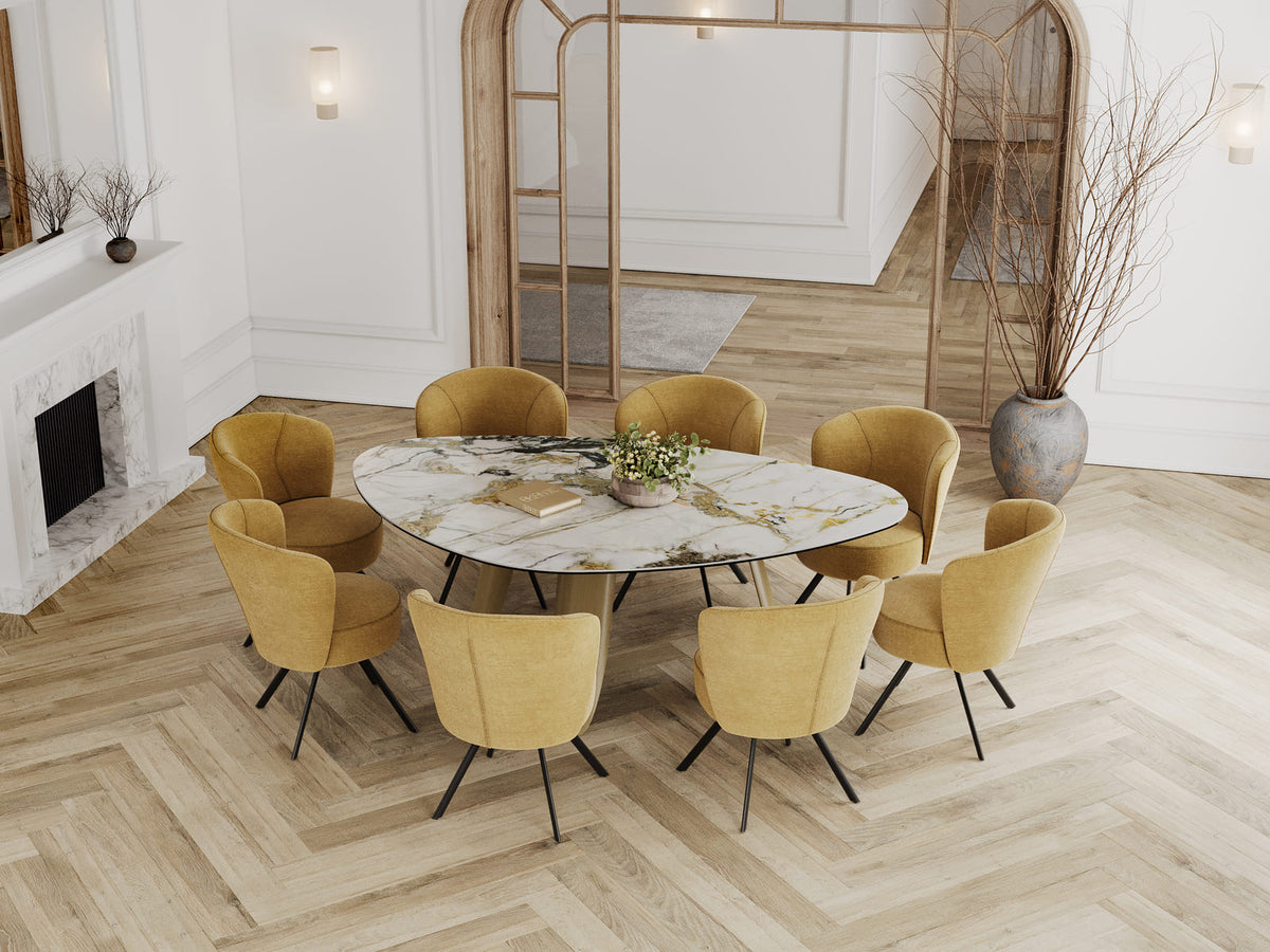 
Designer dining table "Bonifacio" made of ceramic, various sizes - Frame: Bronze, Tabletop: Doro glossy / 210 x 130 cm