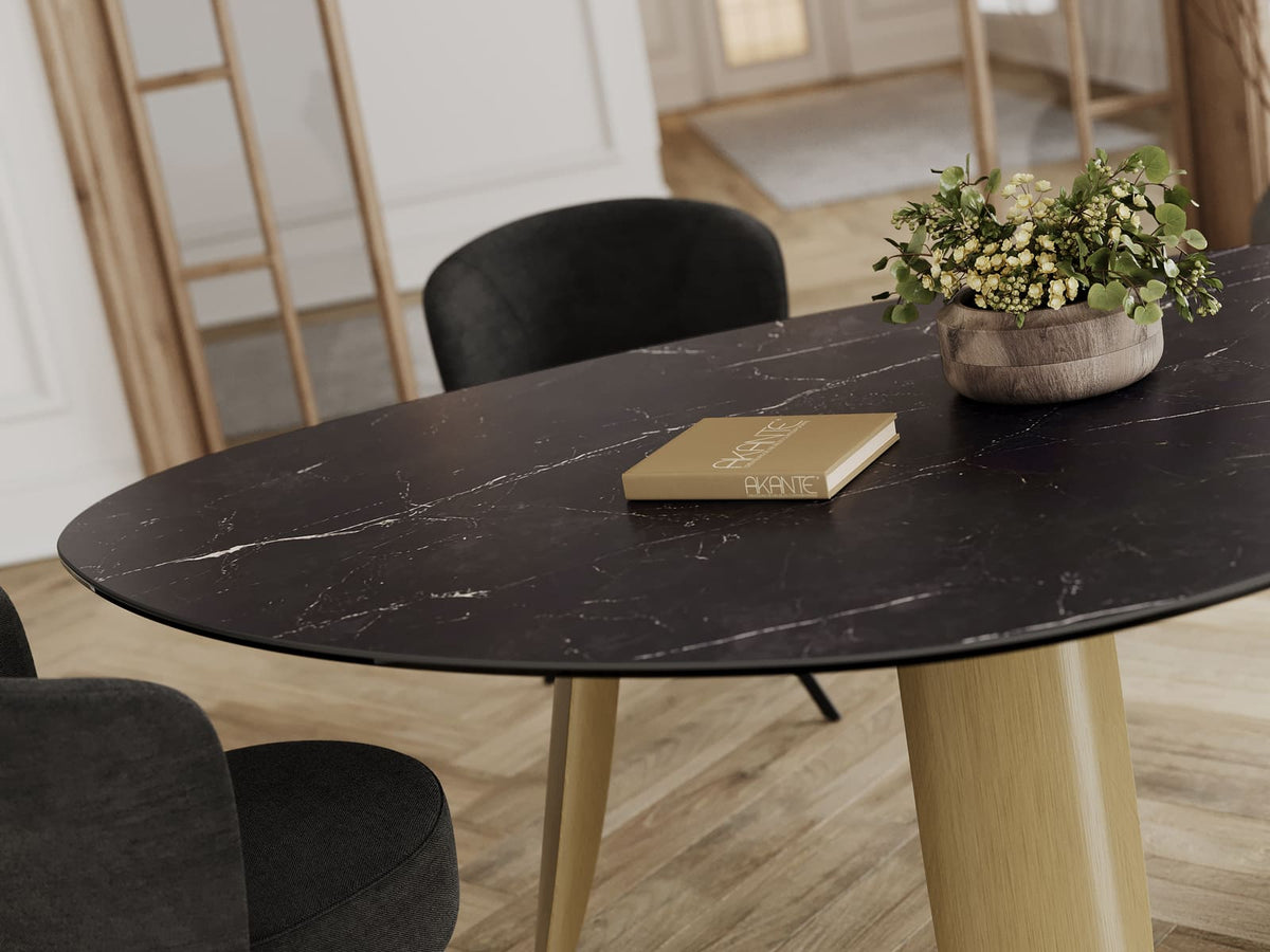 
Designer dining table "Bonifacio" made of ceramic, various sizes - Frame: Bronze, Tabletop: Marquina matte / 210 x 130 cm