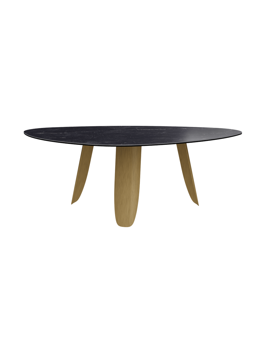 
Designer dining table "Bonifacio" made of ceramic, various sizes - Frame: Bronze, Tabletop: Marquina matte / 210 x 130 cm