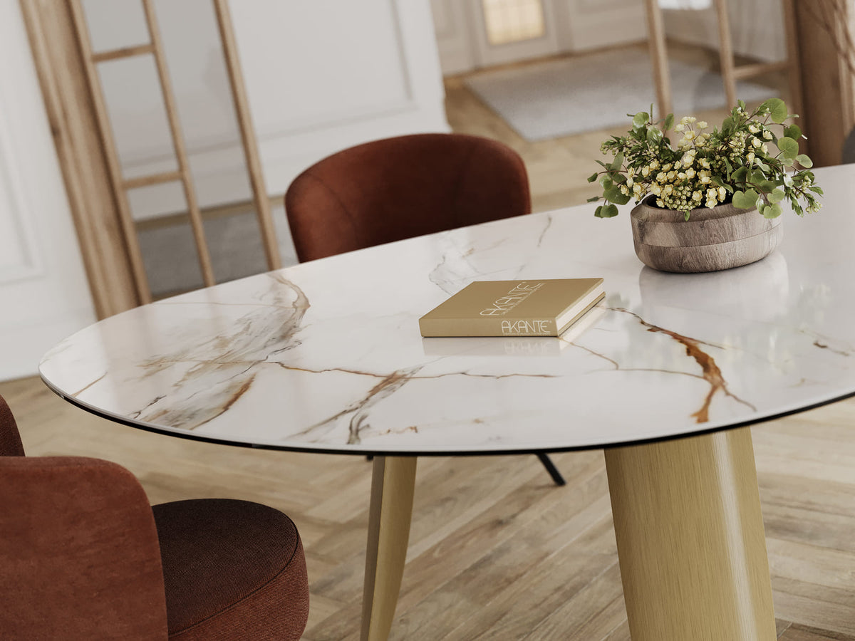 
Designer dining table "Bonifacio" made of ceramic, various sizes - Frame: Bronze, Tabletop: Fiorentino glossy / 210 x 130 cm