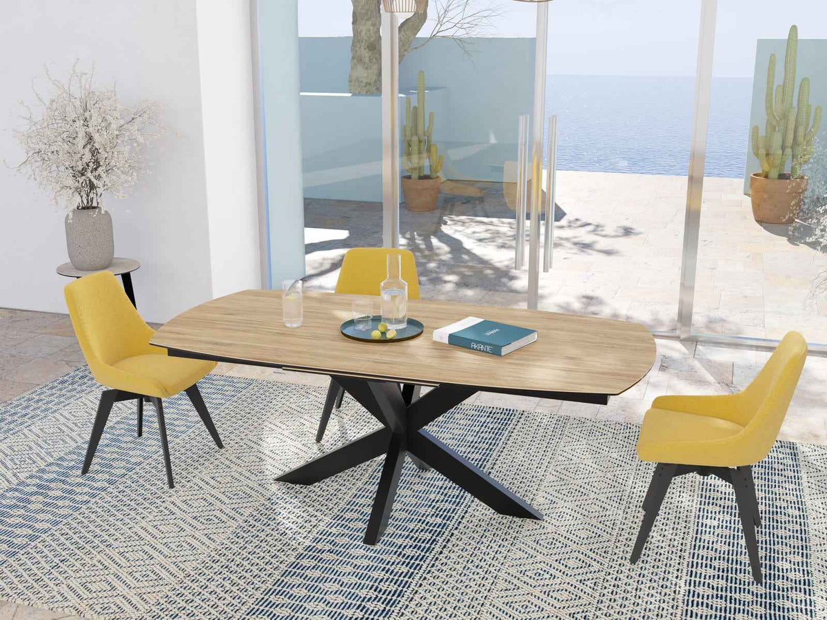 
Ausziehbarer Designer Esstisch „Phoenix“ aus Keramik, verschiedene Grössen - Eiche hell / 200-260 x 100 cm