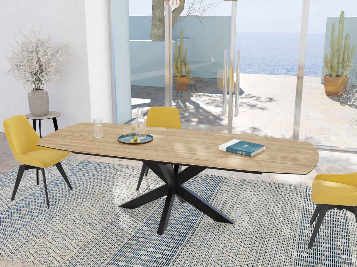 
Ausziehbarer Designer Esstisch „Phoenix“ aus Keramik, verschiedene Grössen - Eiche hell / 200-260 x 100 cm