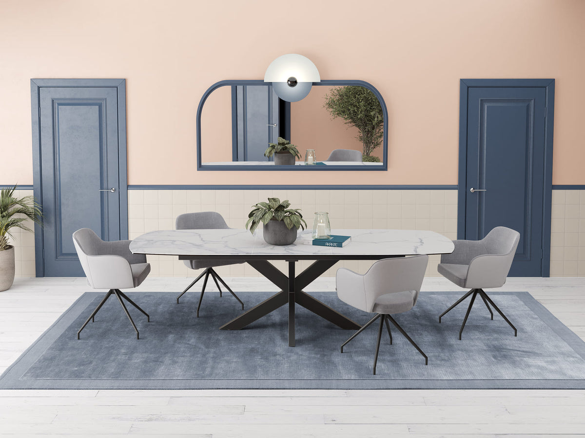 
Ausziehbarer Designer Esstisch „Phoenix“ aus Keramik, verschiedene Grössen - Marmoroptik Weiss / 200-260 x 100 cm