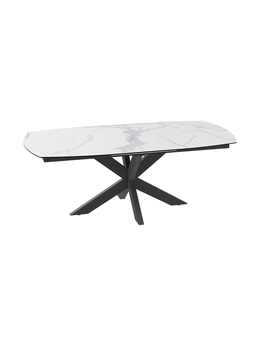 
Table de repas design extensible «Phoenix» en céramique, différentes tailles - Effet marbre blanc / 200-260 x 100 cm