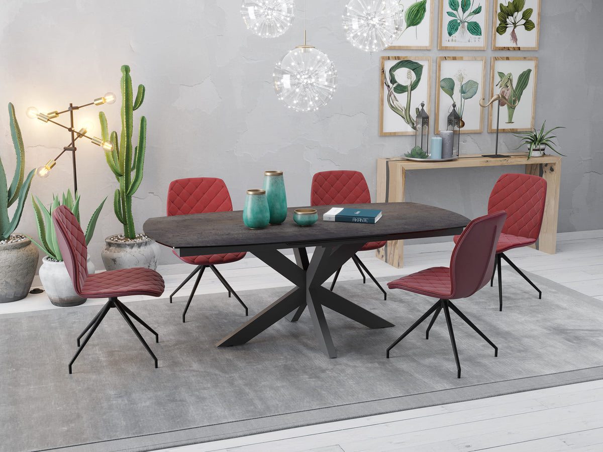 
Ausziehbarer Designer Esstisch „Phoenix“ aus Keramik, verschiedene Grössen - dunkle Rostoptik / 200-260 x 100 cm