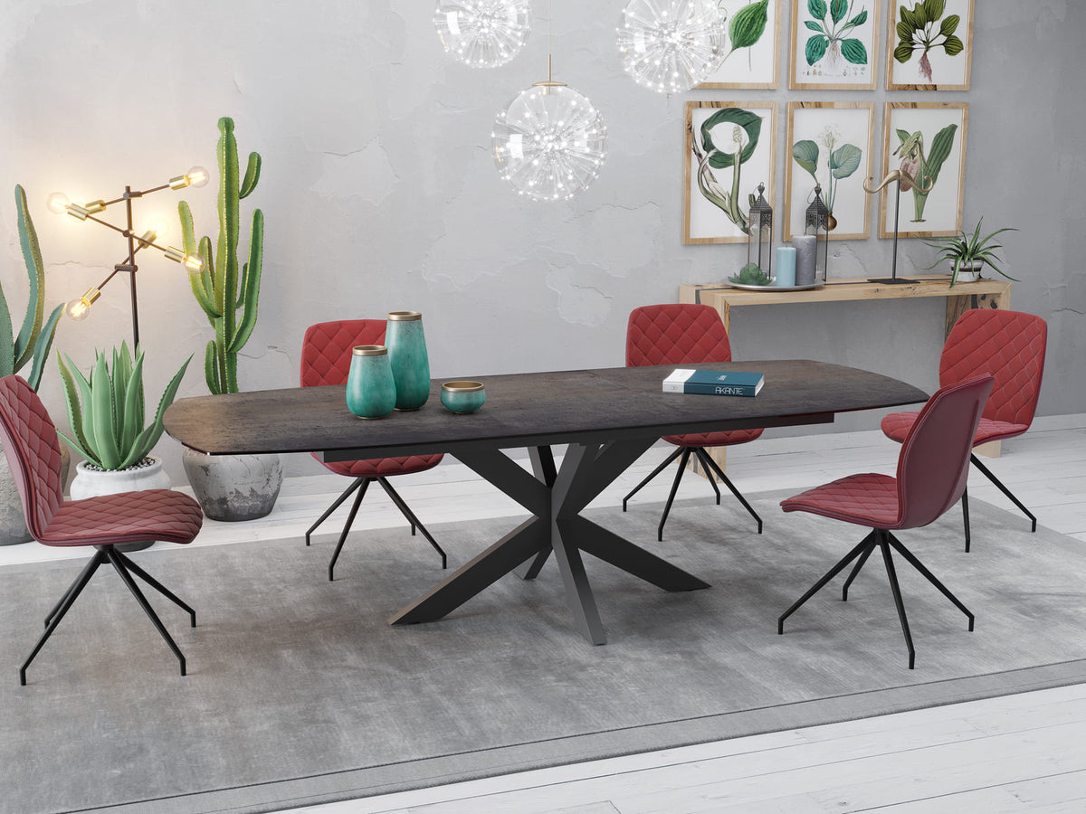 
Ausziehbarer Designer Esstisch „Phoenix“ aus Keramik, verschiedene Grössen - dunkle Rostoptik / 200-260 x 100 cm