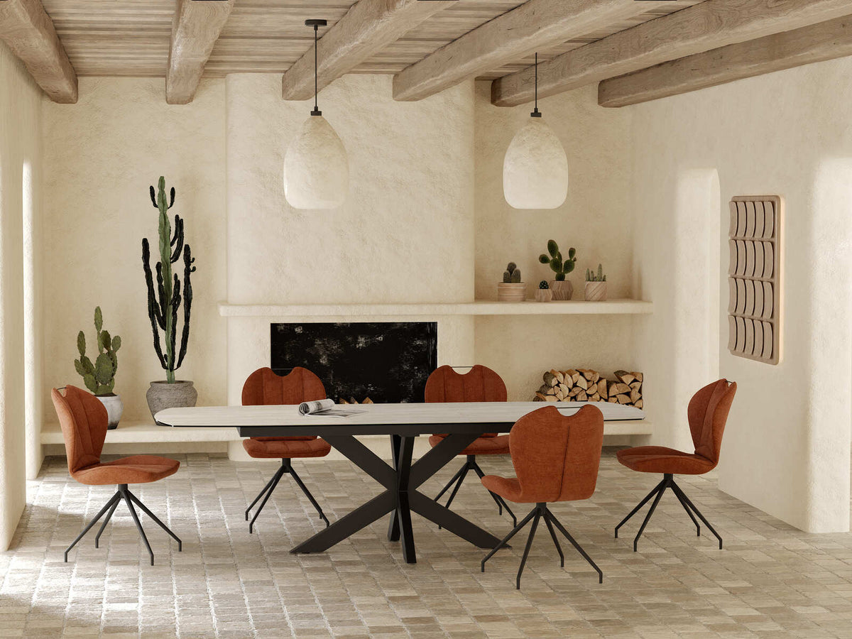 
Table de repas design extensible «Phoenix» en céramique, différentes tailles - Travertin / 200-260 x 100 cm