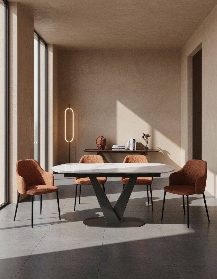 
Ausziehbarer Designer Esstisch „Bellagio“ aus Keramik, in verschiedenen Grössen - Marmoroptik Weiss / 160-240 x 100 cm