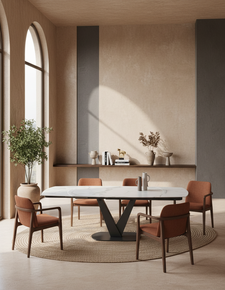 
Ausziehbarer Designer Esstisch „Bellagio“ aus Keramik, in verschiedenen Grössen - Marmoroptik Weiss / 160-240 x 100 cm
