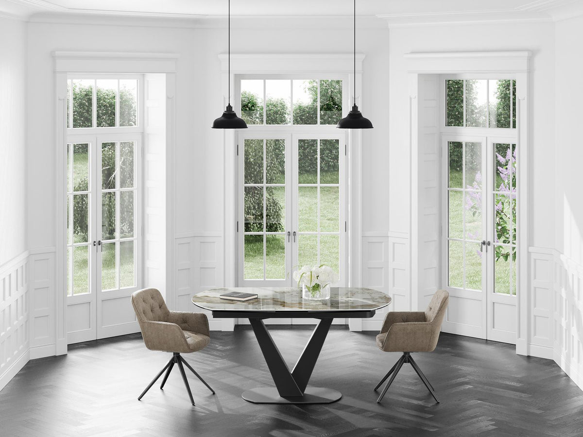
Ausziehbarer Designer Esstisch „Bellagio“ aus Keramik, in verschiedenen Grössen - Calcatta glänzend / 160-240 x 100 cm