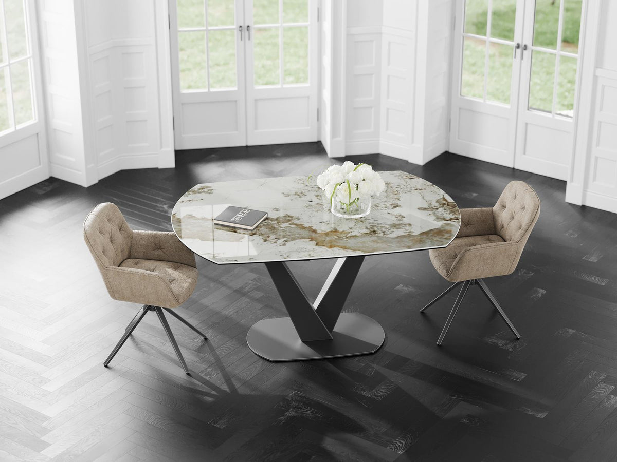 
Ausziehbarer Designer Esstisch „Bellagio“ aus Keramik, in verschiedenen Grössen - Calcatta glänzend / 160-240 x 100 cm