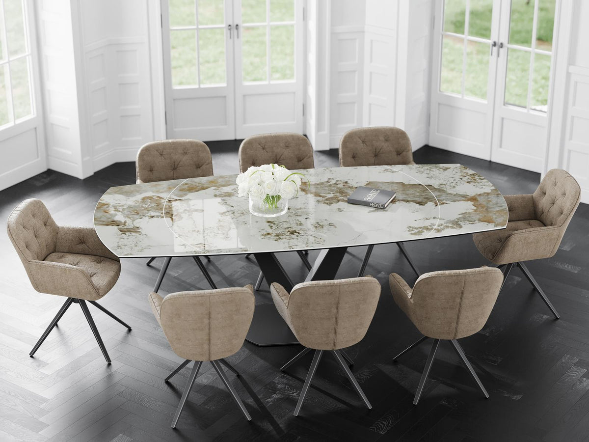 
Ausziehbarer Designer Esstisch „Bellagio“ aus Keramik, in verschiedenen Grössen - Calcatta glänzend / 160-240 x 100 cm