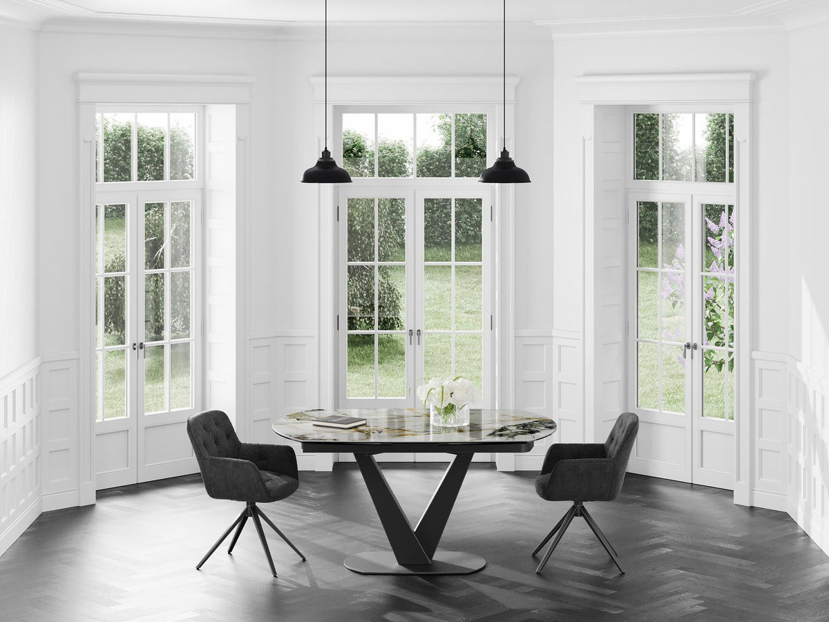 
Ausziehbarer Designer Esstisch „Bellagio“ aus Keramik, in verschiedenen Grössen - Doro glänzend / 160-240 x 100 cm