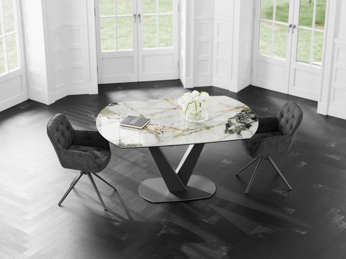 
Extendable designer dining table "Bellagio" made of ceramic, available in various sizes - Doro glossy / 160-240 x 100 cm