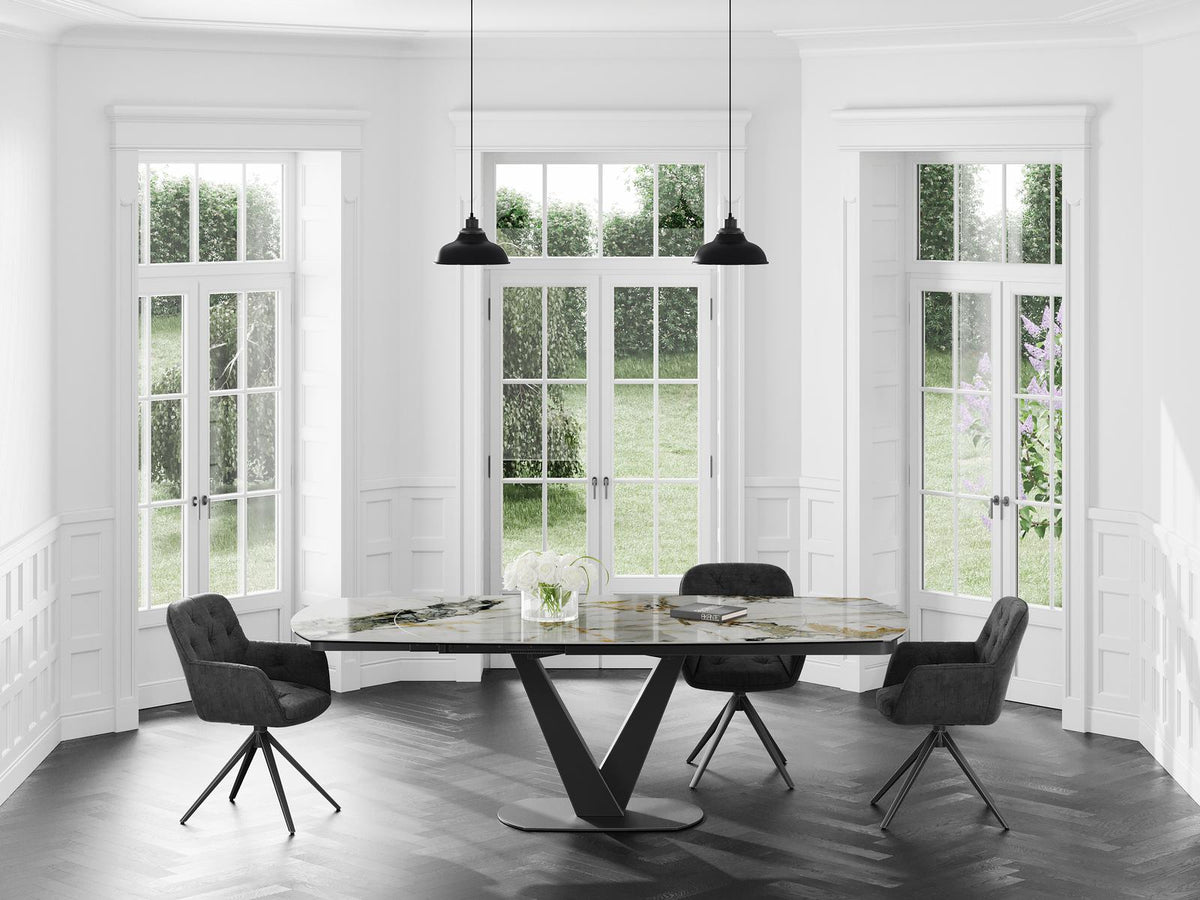 
Extendable designer dining table "Bellagio" made of ceramic, available in various sizes - Doro glossy / 160-240 x 100 cm