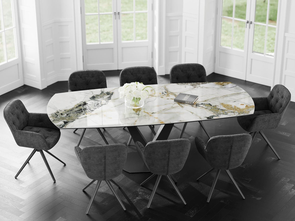
Extendable designer dining table "Bellagio" made of ceramic, available in various sizes - Doro glossy / 160-240 x 100 cm