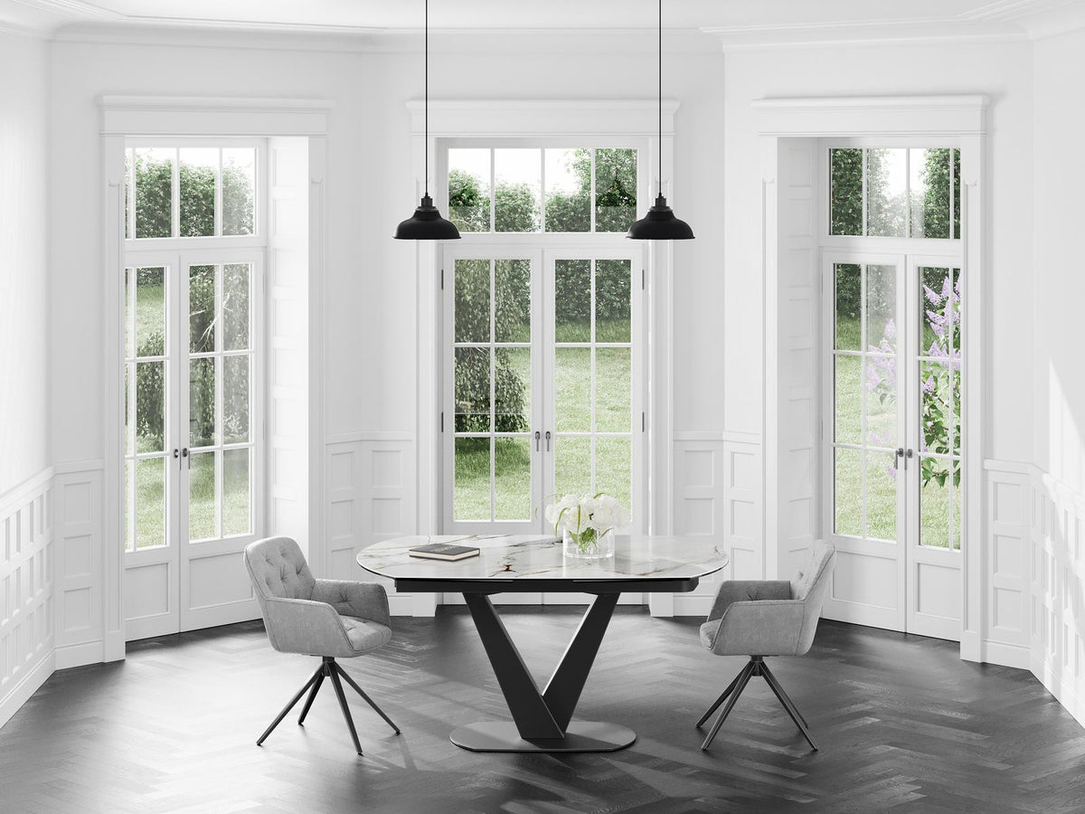 
Ausziehbarer Designer Esstisch „Bellagio“ aus Keramik, in verschiedenen Grössen - Fiorentino glänzend / 160-240 x 100 cm