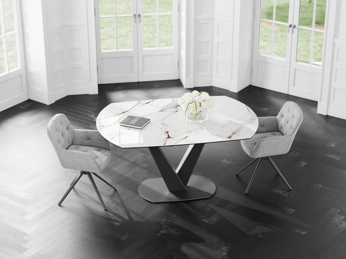 
Ausziehbarer Designer Esstisch „Bellagio“ aus Keramik, in verschiedenen Grössen - Fiorentino glänzend / 160-240 x 100 cm