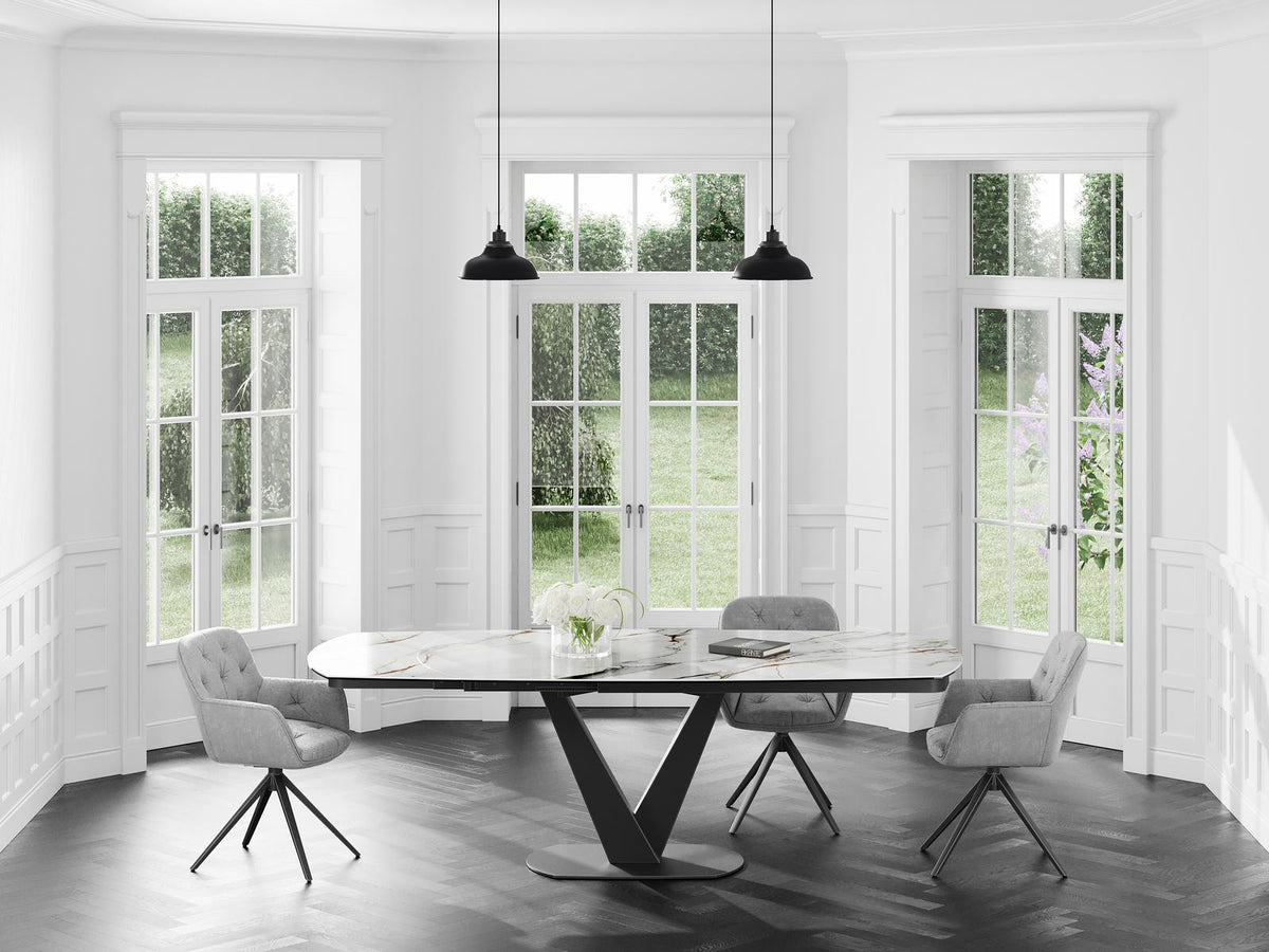 
Ausziehbarer Designer Esstisch „Bellagio“ aus Keramik, in verschiedenen Grössen - Fiorentino glänzend / 160-240 x 100 cm