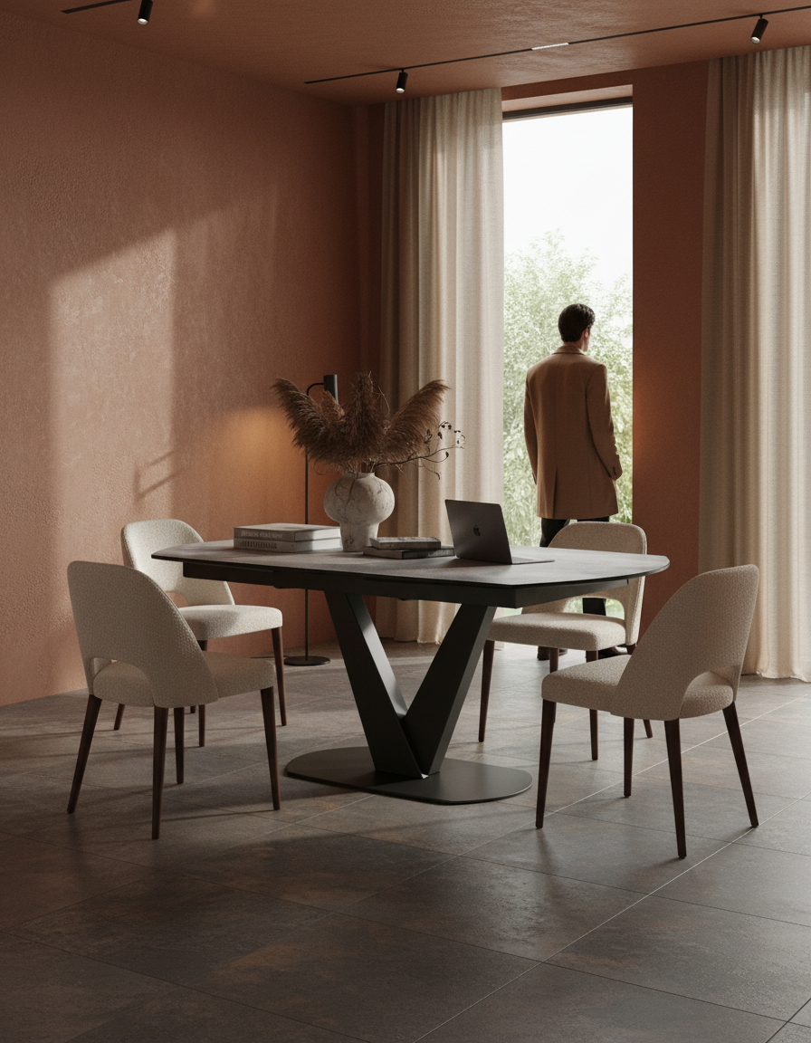 
Extendable designer dining table "Bellagio" made of ceramic, available in various sizes - Silver / 130-190 x 100 cm