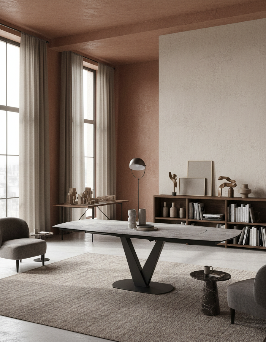 
Extendable designer dining table "Bellagio" made of ceramic, available in various sizes - Silver / 130-190 x 100 cm