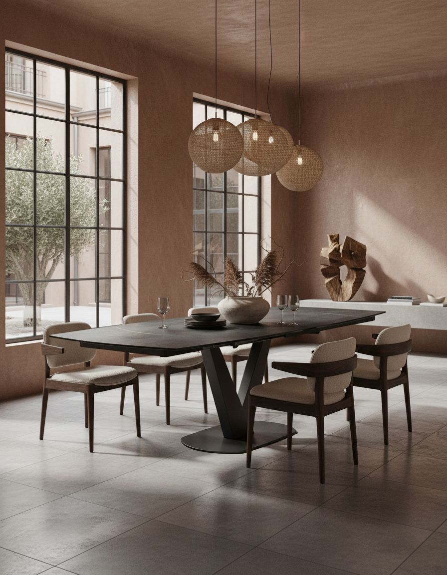 
Ausziehbarer Designer Esstisch „Bellagio“ aus Keramik, in verschiedenen Grössen - Titan / 160-240 x 100 cm