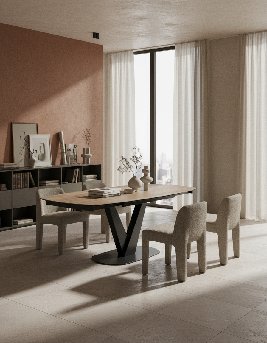 
Table à manger design extensible « Bellagio » en céramique, en différentes tailles - Chêne clair / 130-190 x 100 cm